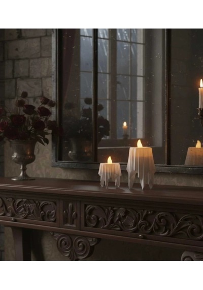 3d Dekoratif Bohem Uçan Beyaz Mumlar Tealight Mum Hediyeli Yükseklik 8 Cm , En 4,5 Cm