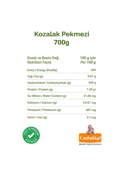 Canbakkal Çam Kozalağı Pekmezi Pestisit Analizli 700 G
