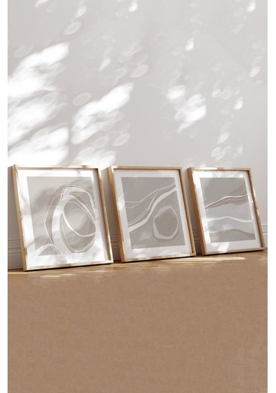 Ahşap Çerçeveli Mdf Kare Tablo Seti Salon Ve Oturma Odası Için Kr4017 42 X 42