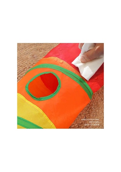 Katlanabilir Gökkuşağı Düz Kedi Oyun Tüneli 120 Cm X 25 Cm
