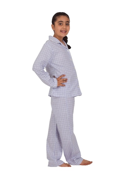 The Don Açık Mavi Lacivert Ekose Kız Çocuk Pijama Takımı (9-14 Ya