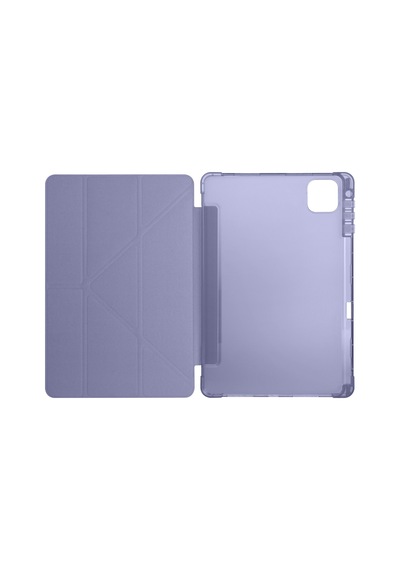 Honor Pad X9a 2025 Eln2-w29-eln2-l29 Uyumlu Kalem Bölmeli Dönebilen Üçgen Standlı Tri Folding Tablet Kılıfı - Mor - T38643