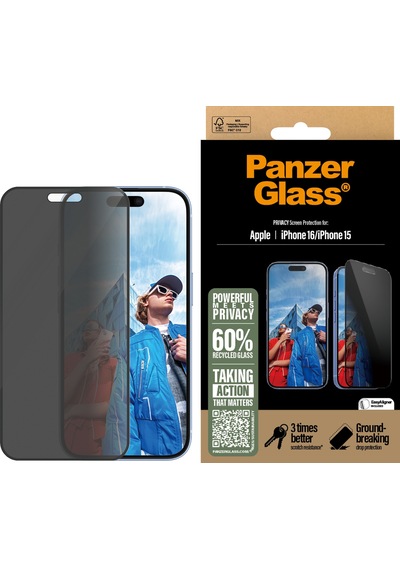 Panzerglass Apple Uyumlu iPhone 16 15 Ultra-wide Fit Gizli/hayalet Çerçeve Aparatlı Ekran Koruyucu