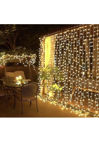 3X2 Metre Perde Led Işık Gün Işığı 8 Fonksiyonlu Eklenebilir Dekoratif Led Işık Yılbaşı Süsü Diğer