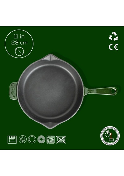 Metal Premium Serisi - Döküm Kızartma Tavası, Yuvarlak, 28 Cm, Majolik Yeşil Belirtilmemiş