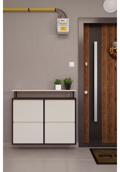 Ceha Tablalı 4'lü Metal Ayakkabılık - Kahverengi Krem K.AYK-2.4 /J/P8317-P1013 Ceha Tablalı 4'lü Metal Ayakkabılık - Kahverengi Krem K.AYK-2.4 /J/P8317-P1013