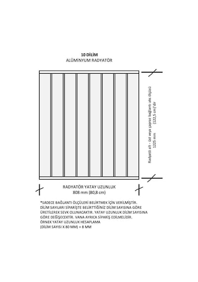 Alüminyum Panel Radyatör Klasik 1250 X 800 Ral 9010 Kırık Beyaz