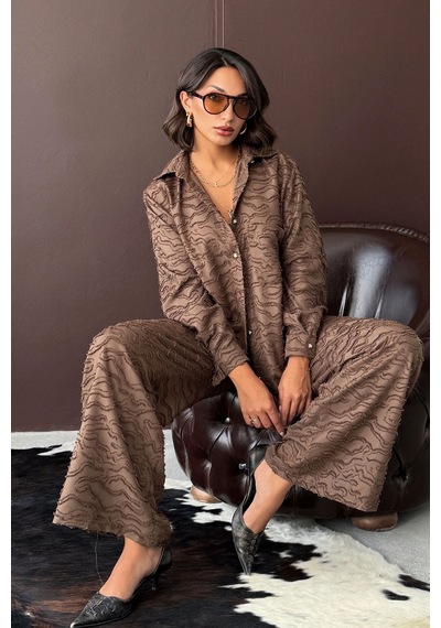 Verymoda Jakarlı Dokuma Gömlek F2019 Kahve