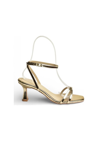 Fox Shoes Y569522034 Altın Ayna Alçak Topuklu Kadın Abiye Ayakkabı Altın