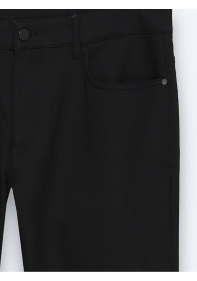 Kip Siyah Düz Dokuma Slim Fit Spor Pamuk Karışımlı Pantolon