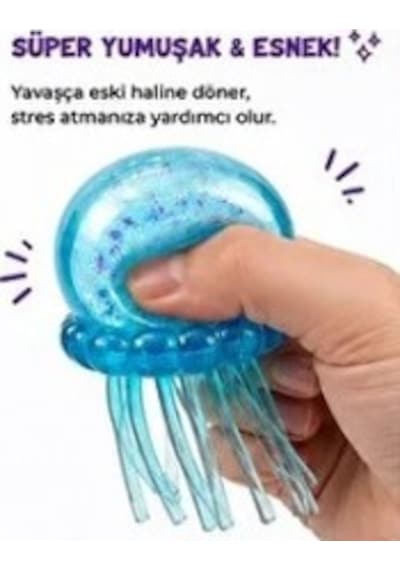 Jelly Squish Sevimli Denizanası Sukuşi Simli Yumuşak Stres Atıcı Oyuncak - 1 Adet