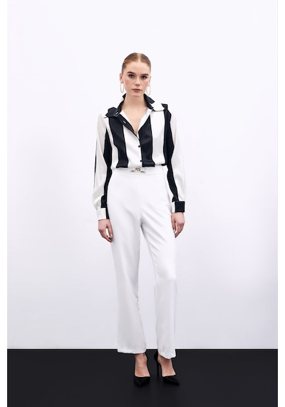 Sateen Aksesuar Detaylı Pantolon - Ekru