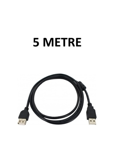5 Metre Usb 2.0 Uzatma Kablosu Erkek Dişi - Ferrit Filtreli Siyah