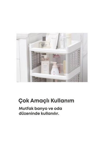 Grimorlife 2 Raflı Banyo Düzenleyici Mutfak Rafı Banyo Dolabı Çok Amaçlı Plastik Mutfak Düzenleyici Beyaz