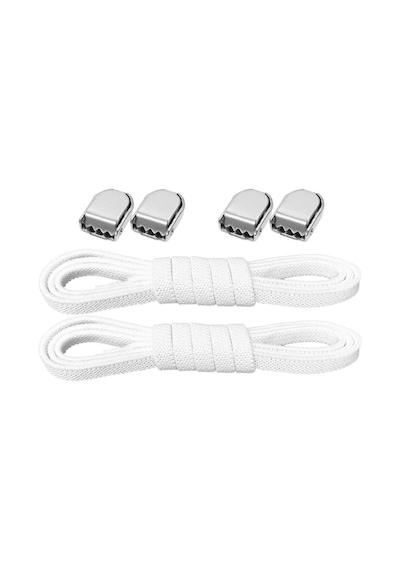 Akıllı Kilitli Ayarlanabilir Beyaz 6 Mm Lastik Pratik Bağcık 1 Çift Beyaz