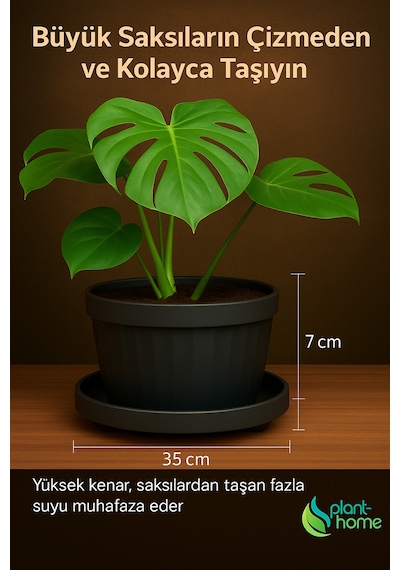 1 Adet 35 Cm Tekerlekli Saksı Altlığı Yük Taşıyıcı, Saksı - Damacana - Hava Temizleyici - Tüp