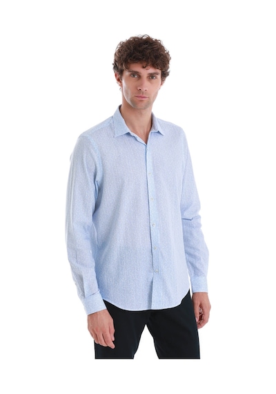 Hatemoğlu Mavi Comfort Fit Baskılı Slim Yaka Uzun Kollu Spor Gömlek 24d190000007 Mb0 Mavi