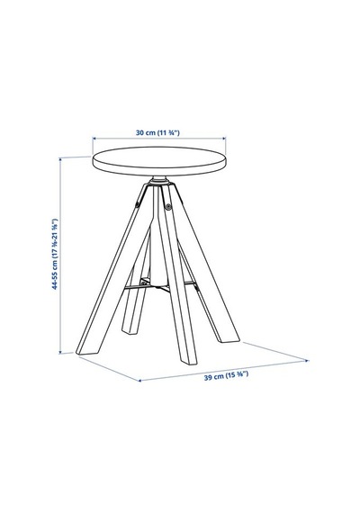Ikea Rudstorp Tabure, Siyah, 44-55 Cm