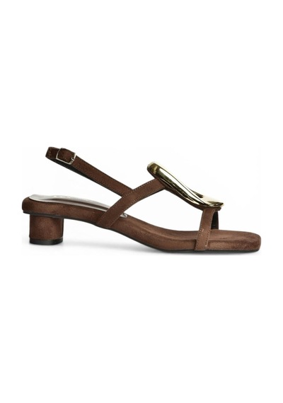 Fox Shoes Y282440002 Kahverengi Süet Alçak Kalın Topuklu Kadın Ayakkabı