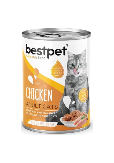 Yetişkin Kediler İçin, Taze Tavuk Parça Etli Ve Soslu Yaş Mama, 400 G X 12 Adet