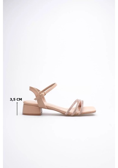 Trendella Kadın Nude Taşlı Kalın Topuklu Sandalet Tr20my26d