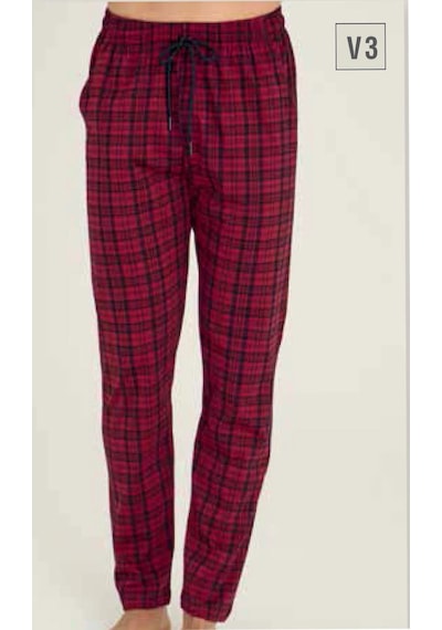 Tek Alt Kareli Desen Pantalon Kly 306 Acı Kahverengi