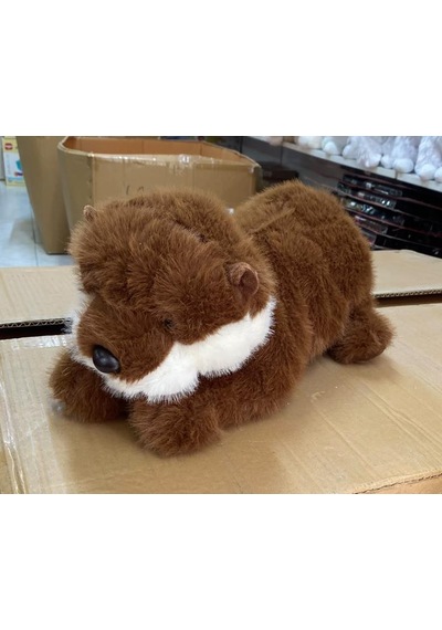 Peluş Kahverengi Uyku Arkadaşı Yatan Susamuru Büyük Boy Su Samuru Peluş 50 Cm Pelüş