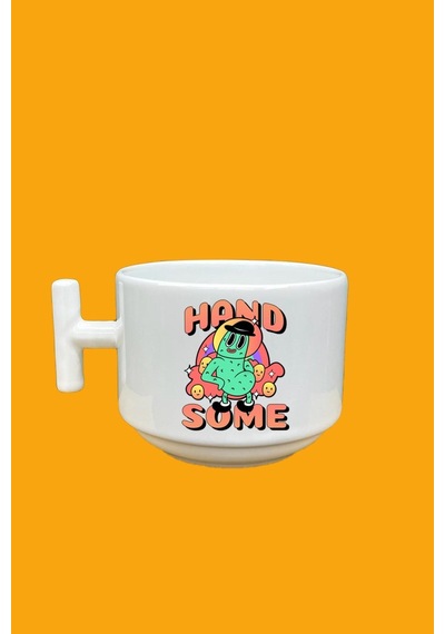 Hand Some Baskılı T Kupa Fincan Beyaz