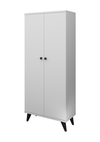 Simple Çok Amaçlı Dolap 5 Raflı 2 Kapaklı 60x30x176 Beyaz Beyaz
