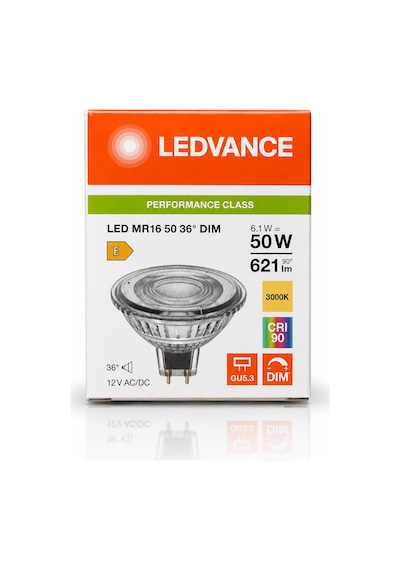 1 Adet Ledvance 12v Ac/dc 6.1w 50w 3000k Sarı Işık Dim Edilebilir Gu5.3 Duylu Led Çanak Ampul