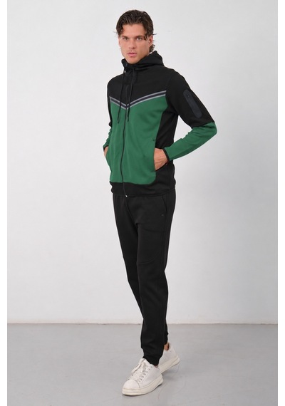 Dechers Erkek Siyah Tech Fleece Double Face Kapüşonlu Fermuarlı Eşofman Takımı - E228 Yeşil Dechers Erkek Siyah Tech Fleece Double Face Kapüşonlu Fermuarlı Eşofman Takımı - E228 Yeşil