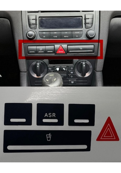 Audi A3 S3 8p Uyumlu Dörtlü Sinyal Düğmesi Sticker Etiket Tamir Kiti 1 Adet