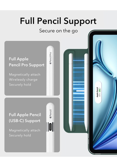 Apple iPad Uyumlu  Air 11 2024 Rebound Manyetik Tablet Kılıfı - Yeşil Kapaklı Kılıf