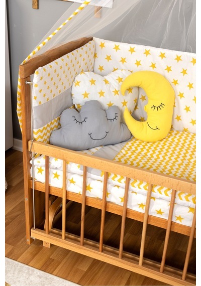 Ahşap Beşik Anne Yanı Beşik Vernikli 60x120 - Sarı Yıldız 3 Yastık Uyku Seti + Yatak Ahşap Ahşap Beşik Anne Yanı Beşik Vernikli 60x120 - Sarı Yıldız 3 Yastık Uyku Seti + Yatak Ahşap
