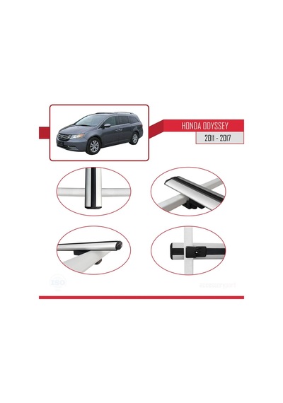 Honda Odyssey 2011-2017 Arası İle Uyumlu Basic Model Ara Atkı Tavan Barı Gri 3 Adet