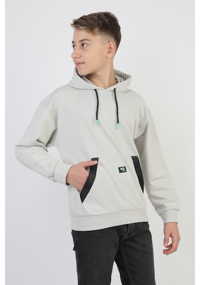 Kapüşonlu Kanguru Cepli 2 İplik Mevsimlik Erkek Çocuk Sweatshirt-90920 Gri