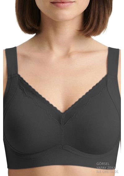 Cottonill Seamless Bra - Seravia Siyah Lazer Kesim Dantelli Minimizer Kadın Sütyen