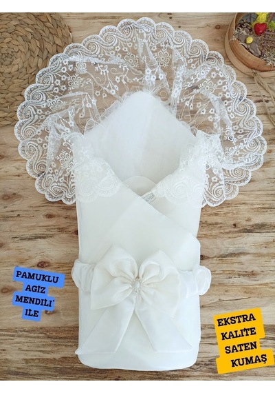 Kumru Kristal Kı Bebek Kundağı Unisex Bebek Dış Kundak Battaniyesi Hastane Çıkışı Kundak Battaniye Ekru