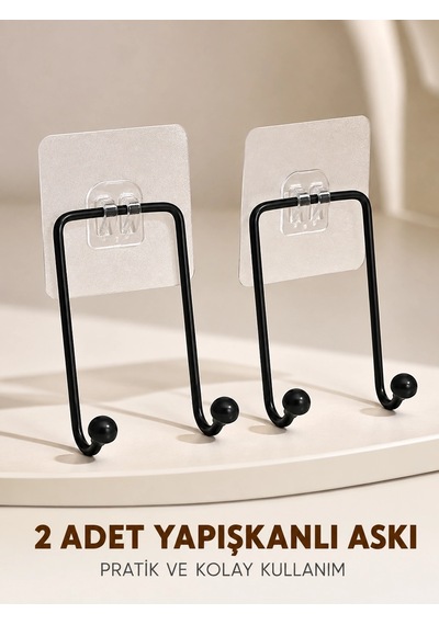 İkili Duvar Tipi Yapışkanlı Askılık Pratik Ev Düzenleme Askısı Renkli