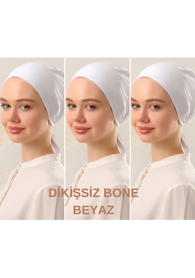 Melodi Scarf Kadın Tesettür Dikişsiz Set Bone Beyaz 3 Adet Bağlamalı Penye Bone Beyaz Melodi Scarf Kadın Tesettür Dikişsiz Set Bone Beyaz 3 Adet Bağlamalı Penye Bone Beyaz