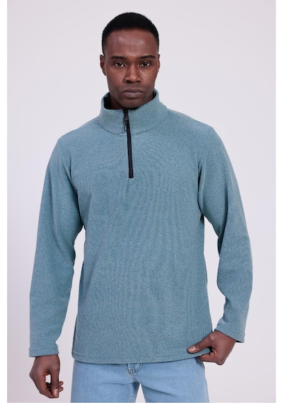 Freemen Erkek Fit Dik Yaka Yarım Fermuarlı Sweatshirt Polar Mavi