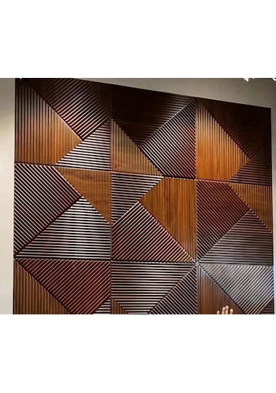 1m² 50cmx50cm 4 Adet Kahverengi 3d Abs Pvc Çizgili Desenli Dayanıklı Duvar Paneli Silinebilir