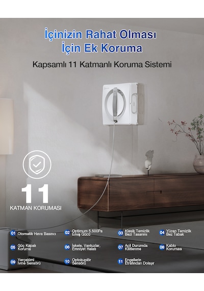 Ecovacs Winbot W2 Pro Omni Cam Silme Robotu Ve Cam Silme Solüsyonu Beyaz