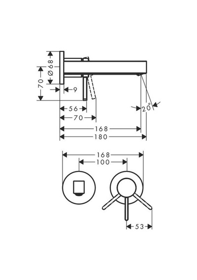 Hansgrohe Finoris Tek Kollu Lavabo Bataryası Ankastre16.8 CM Gaga Krom 76051000