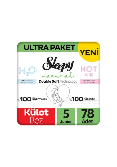 Sleepy Natural Double Soft Ultra Paket Külot Bez 5 Numara Junior 78 Adet