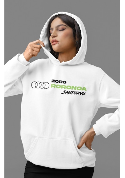 Sevbano Roronoa Zoro One Piece Sırt Baskılı Unisex Oversize Penye Hoodie beyaz