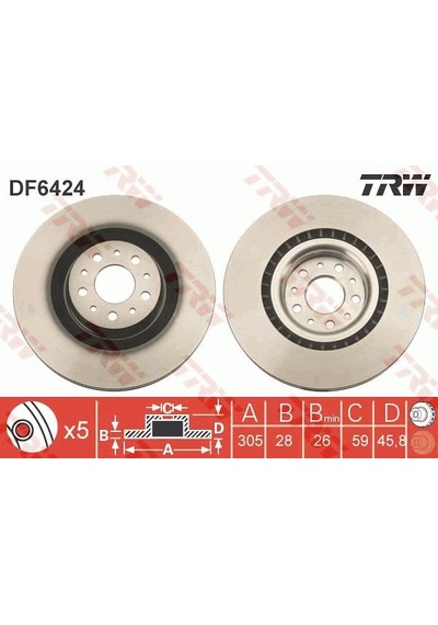 Trw Df6424 Ön Fren Disk 2 Adet Doblo 2010- Combo 2012-