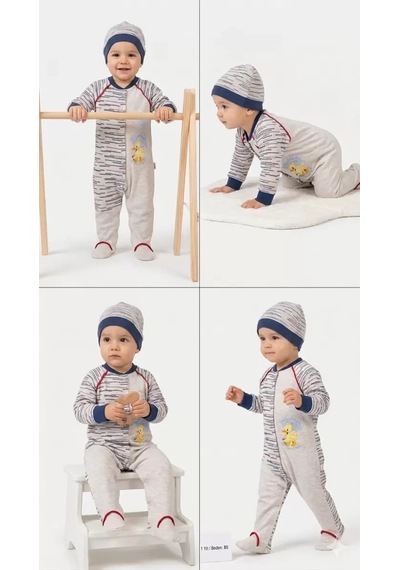 Veraura Lifestyle 3/12 Ay Şirin Ördek Nakışlı Bebek Tulumu Lacivert