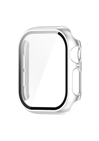 Caseonn Apple Watch Uyumlu Series 11 46mm Kılıf Tam Korumalı Ekran Koruyuculu Sert Bumper Kasa Gümüş