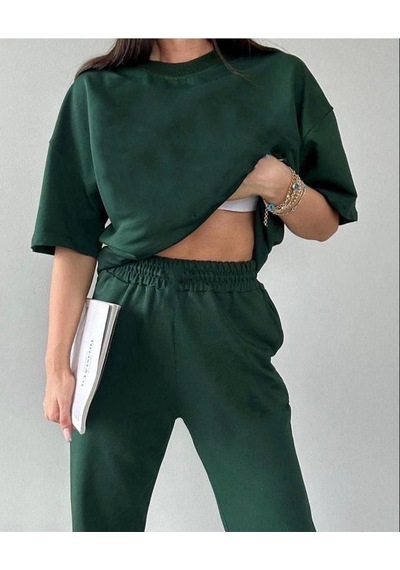 Basic T-shirt Eşofman Altı Jogger - Yeşil Düz Alt Üst Eşofman Takımı Oversize Bisiklet Yaka Yeşil Basic T-shirt Eşofman Altı Jogger - Yeşil Düz Alt Üst Eşofman Takımı Oversize Bisiklet Yaka Yeşil